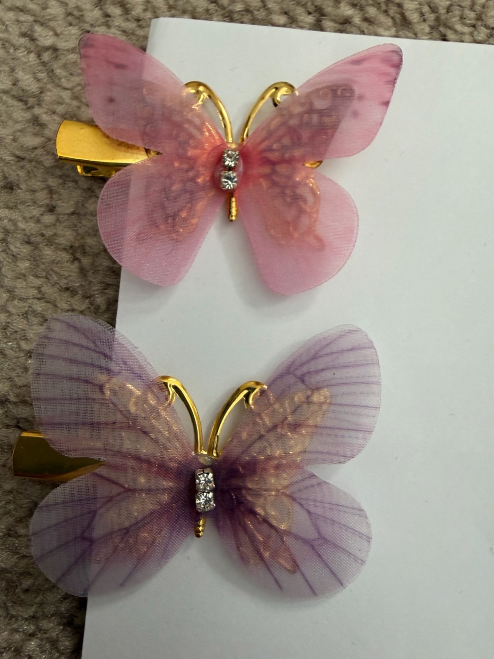 NWOT Aratta Silent Journey-Butterfly Hair Clips Set - Pastel Pink, Purple & Blue - Picture 11 of 14